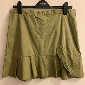 Madewell Olive Green Ruffle-wrap Skirt